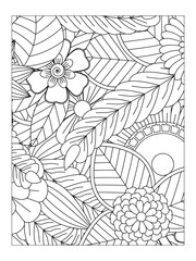 Flowers in black and white for coloring book. Coloring pages for adult. Doodle flowers. Vector black and white coloring page for coloring book.