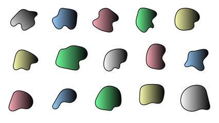 Assortment of abstract fluid gradient blots