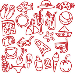 beach doodle art vector illustration 