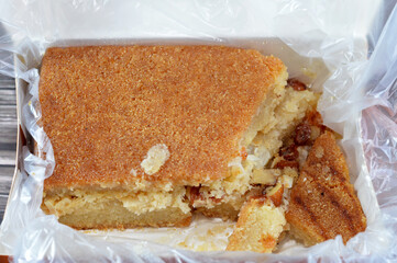 Egyptian Harissa, a variety of semolina cakes in the Middle East, so decadent and sweet stuffed and...