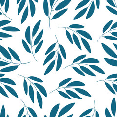 Fototapeta premium Vector seamless pattern with turquoise fresh branches. Design is perfect for greeting cards, textile, kids backgrounds and scrapbooking