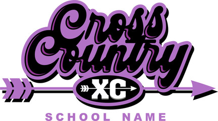 cross country team design with arrow for school, college or league sports