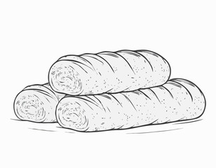 Bread rolls, outline