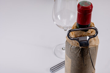 Corkscrew for opening of very old vintage bottles of wine, twin-prong cork puller can extract...