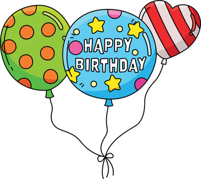 Birthday Balloons Cartoon Colored Clipart 