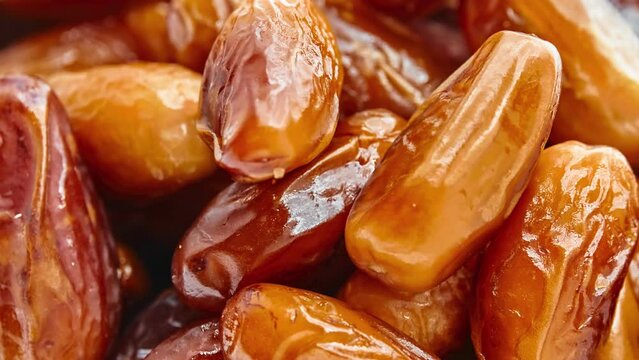 Circular motion Sweet delicious dates close up.