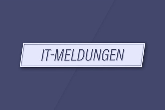 IT Meldungen. Eine Banner Illustration mit blauem Text, isoliert auf blauem Hintergrund.