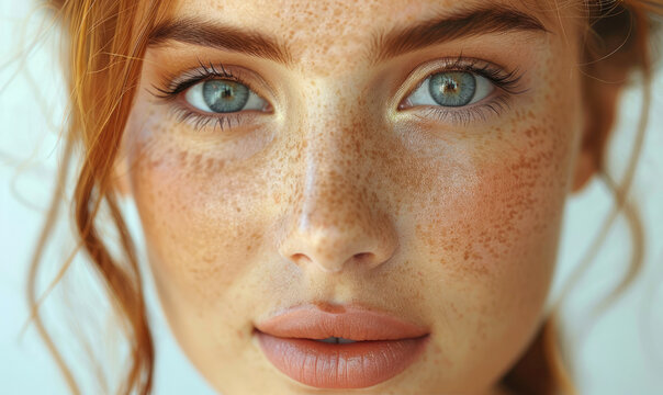 A young girl face with pure and clean skin and soft make up