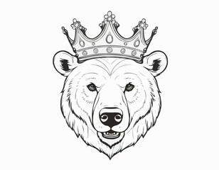 Vintage bear head in royal crown