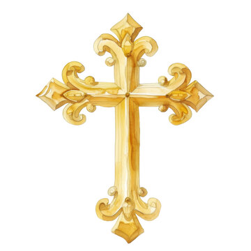 recommend clip art: Watercolor Illustration of Christian Cross Isolated on White and PNG Transparent Background