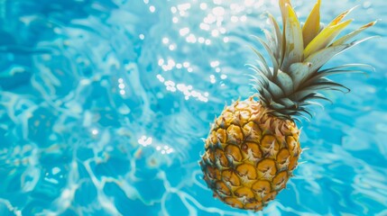 pineapple floating in crystal clear water generative ai