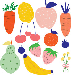  fruit market illustration,set of fruits and vegetables