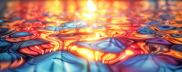 fond abstrait liquide avec lumières colorées qui se reflètent sur de l'eau