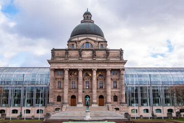 Frontal view of the Bayerische Staatskanzlei (Bavarian State Cancellery), Hofgarten, Munich,...
