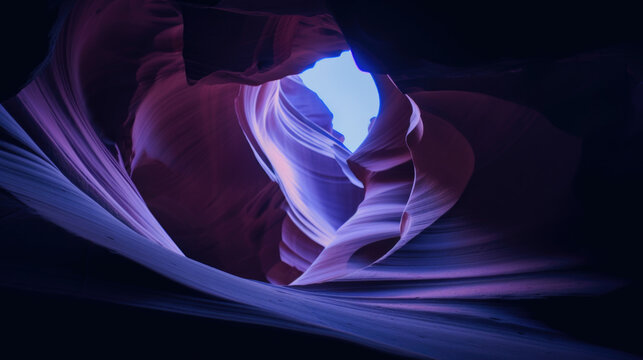 Geology Wallpaper with Curved Cave Passages. Eroded Rock with Purple and Blue Hues. Generative AI