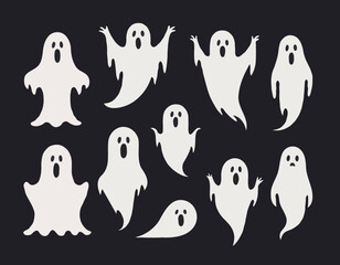 Ghost set. Funny Ghost icons
