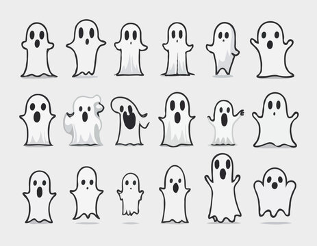 Ghost set. Funny Ghost icons
