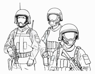 Soldiers Wearing Helmets