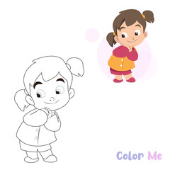 Children's color sheets Cute Girl Vector