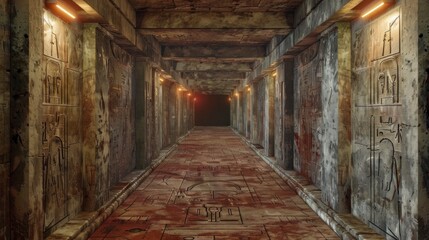 majestic hallway inside a pyramid