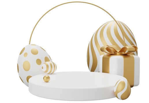 easter egg podium pedestal. 3d render illustration isolated on white background