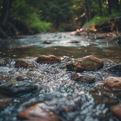 Fototapeta premium Serene River Flowing Through a Forest