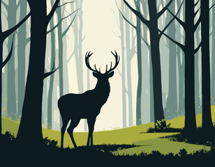 Deer forest landscape scenic natura
