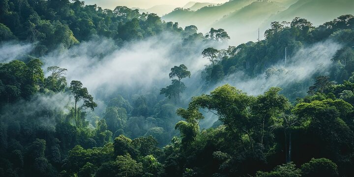 Fototapeta Breath-taking Aerial Photograph of the Jungle. Atmospheric Wilderness Photo. Nature Background.