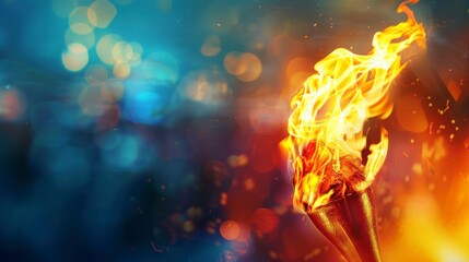 Olympic torch lit with bokeh background in high resolution and quality. olympic games concept