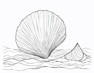 Seashell vector illustration. Abstract boho sketch doodle style. Illustrations for menu, seafood restaurant design, resort hotel spa, surf boards. Wall Art Print, t shirt, phone case
