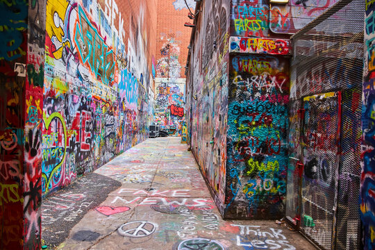 Vibrant Urban Graffiti Alleyway in Ann Arbor, Michigan