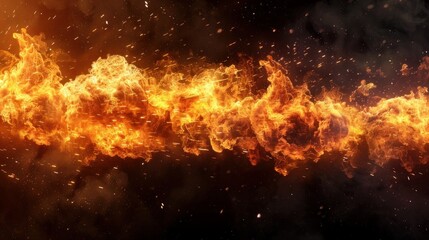 A massive, intensely hot explosion emitting sparks and billowing hot smoke, set against a black background - obrazy, fototapety, plakaty