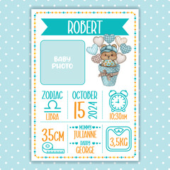 Baby announcement birth celebration poster
