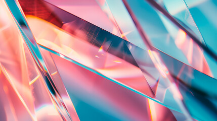 Reflective angles in a kaleidoscope of holographic hues - obrazy, fototapety, plakaty