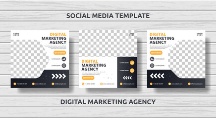 Set professional digital marketing agency social media square post banner - obrazy, fototapety, plakaty