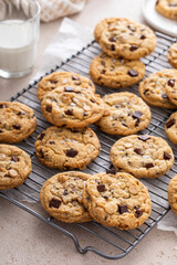 Chocolate chip cookies with chocolate chunks and caramel chips