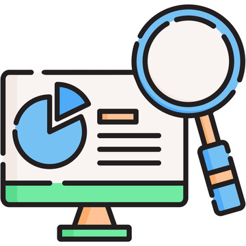 blue magnifying glass analyzing data clip art preview