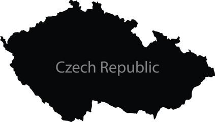 Obraz premium Black map of Czech Republic with the inscription of the name of the country inside map