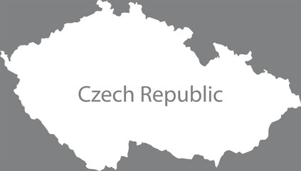 White map of Czech Republic with the inscription of the name of the country inside map on gray background
