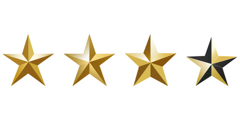 Obraz premium Golden Stars Set Isolated White Background With Gradient Mesh, Vector Illustration