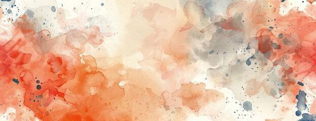 Harmonious Sunset Palette Wallpaper: Bold Abstract Expressionist Watercolor Strokes with Ink Splatters and Delicate Blooms
