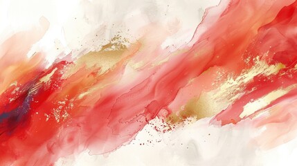 Red and Gold Boldness: Abstract Expressionist Watercolor Evoking Passion and Creativity