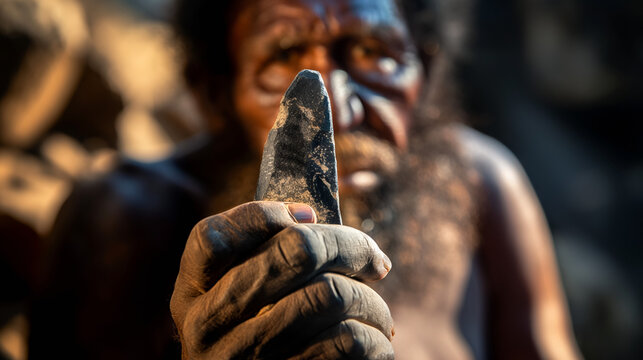 Inspecting the Edge - Homo Habilis and Stone Tool - Homo Habilis - Prehistory - Neanderthal - Close-up