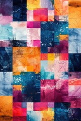 Vibrant Watercolor Patchwork: Abstract Colorful Quilt Patterns for a Cozy Desktop Background