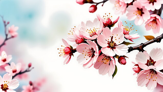 Watercolor style Cherry Blossoms and Majestic