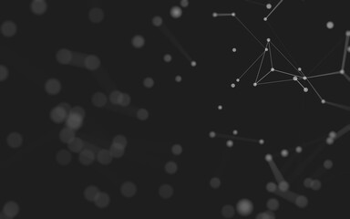 Abstract background. Molecules technology with polygonal shapes, connecting dots and lines. Connection structure. Big data visualization.