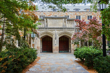 Fototapeta premium Gothic University Building with Fall Foliage, Michigan