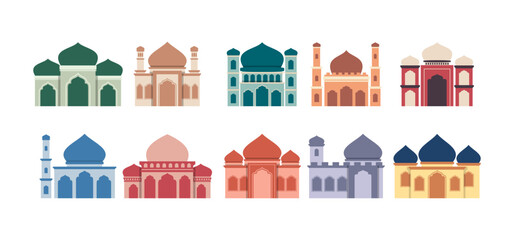 Set of flat design mosque collection