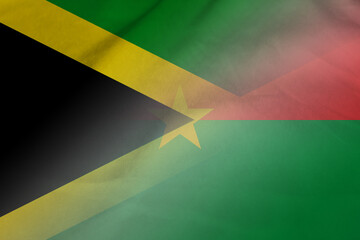 Jamaica and Burkina Faso state flag transborder negotiation BFA JAM - obrazy, fototapety, plakaty