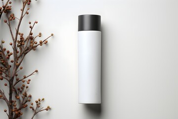 White metal bottle with sprayer cap for cosmetic, perfume, deodorant or hairspray on a white...